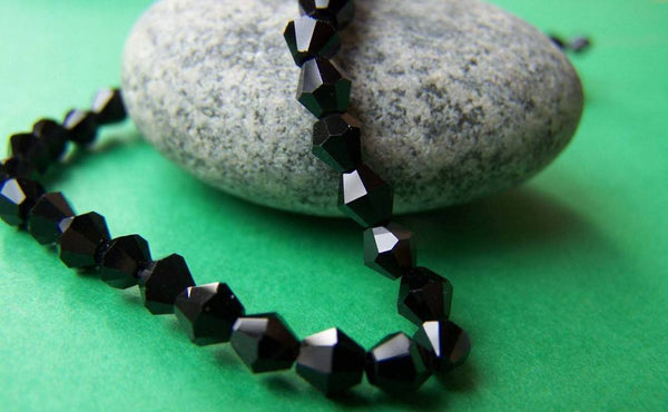 Accessories - One Strand Of  Black Crystal Bicone Faceted Glass Beads  4mm A2499