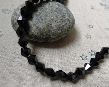 Accessories - One Strand Of  Black Crystal Bicone Faceted Glass Beads  6mm A5864