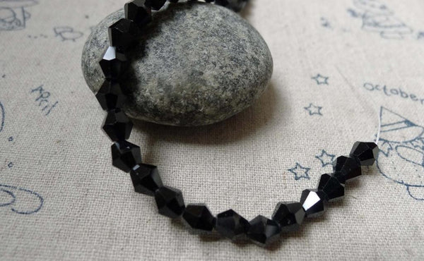 Accessories - One Strand Of  Black Crystal Bicone Faceted Glass Beads  6mm A5864