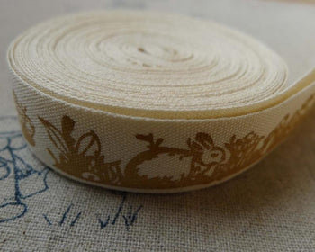 Accessories - Orange Rabbit Ribbon For Hairbow Print Cotton Label String Set Of 5.46 Yards (5 Meters)  A5548