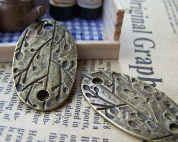 Accessories - Oval Tree Branch Connector Antique Bronze Charms 21x38mm Set Of 10 Pcs A3417