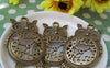 Accessories - Owl Clock Antique Bronze Charms 43x48mm Set Of 4 Pcs A129