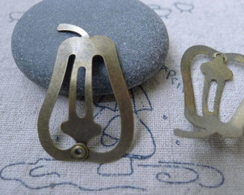 Accessories - Pear Bobby Pin Antique Bronze Hair Pinch Clips 20x30mm Set Of 10 Pcs A7548