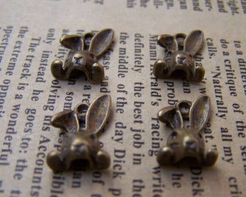 Accessories - Rabbit Head Charms Antique Bronze Pendants  9x13mm Set Of 30 Pcs A3006