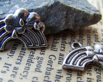 Accessories - Rainbow Cloud Charms Antique Silver Celestial Pendants 12x20mm Set Of 10 A1078
