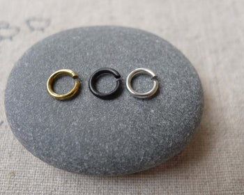 Accessories - Raw Brass Matte Platinum White Gold Matte Black OD Jump Rings Size 6mm 18gauge