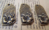 Accessories - Rectangle Flower Pendants Antique Bronze Charms 14x30mm Set Of 10 Pcs A629