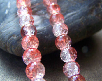 Accessories - Red Crackle Glass Beads 6mm Set Of 30.7 Inches (140 Pcs)  A3907