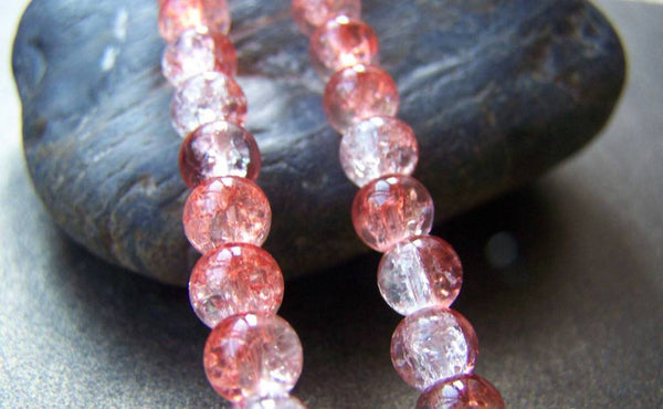 Accessories - Red Crackle Glass Beads 6mm Set Of 30.7 Inches (140 Pcs)  A3907