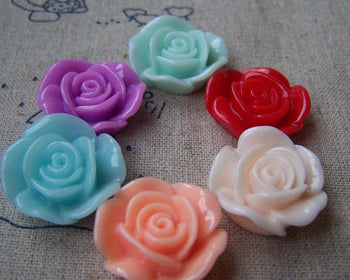 Accessories - Resin Cabochon Round Flower Cameo Assorted Color 20mm Set Of 10 Pcs A2743