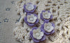 Accessories - Resin Flower Cabochon White Purple Miniature Flower Cameo 13mm A5792