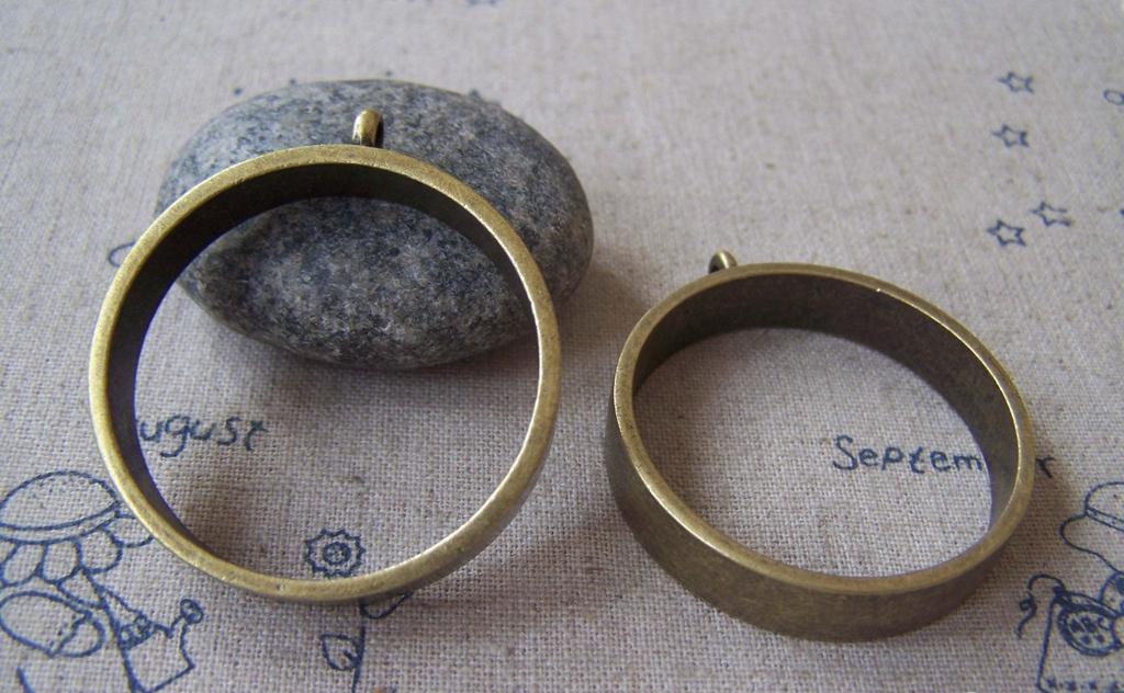Accessories - Ring Pendants Round Bronze Circle 39mm Set Of 4 Pcs A3592