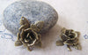 Accessories - Rose Flower Charms Antique Bronze Brass Findings 20x22mm Set Of 6 Pcs A4259