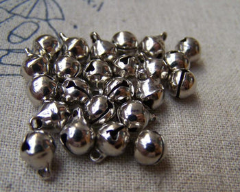 Accessories - Round Bells Silvery Gray Nickel Tone 6mm Set Of 100 Pcs A2777
