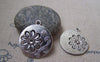 Accessories - Round Flower Charms Antique Silver Filigree  Pendants 26x30mm Set Of 10 A5222