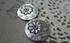 Accessories - Round Flower Charms Antique Silver Filigree  Pendants 26x30mm Set Of 10 A5222