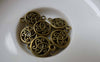 Accessories - Round Flower Connector Antique Bronze Filigree Charms 12x19mm Set Of 20 Pcs A7249