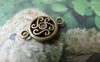 Accessories - Round Flower Connector Antique Bronze Filigree Charms 12x19mm Set Of 20 Pcs A7249
