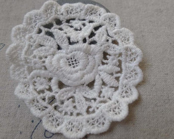 Accessories - Round Lace Doily White Color Cotton Flower Filigree Embroidery 60mm Set Of 10 Pcs  A7193