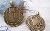 Accessories - Round Owl Charms Antique Bronze Pendants  25mm Set Of 10 Pcs A137