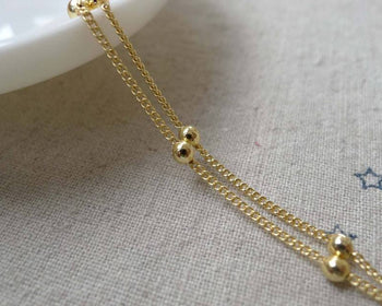 Accessories - Satellite Chain Anti Tarnish 16K Gold Bead Ball Curb Chain 1.2mm Set Of 16ft(5m) A7140