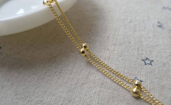 Accessories - Satellite Chain Anti Tarnish 16K Gold Bead Ball Curb Chain 1.2mm Set Of 16ft(5m) A7140