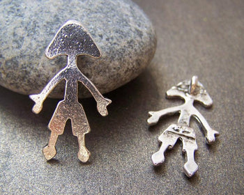 Accessories - Silver Alien Charms Smooth Blank People Pendants 16x28mm Set Of 10 Pcs A1540