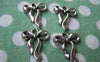 Accessories - Silver Bow Tie Knot Charms Antiqued Color Pendants 18x20mm A792