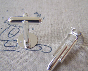 Accessories - Silver Cufflinks With 12mm Glue Pad  Flat Back Cuff Links Set Of 10 Pcs A4271