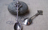 Accessories - Silver Flower Spoon Charms Antique Silver Pendants  14x60mm Set Of 10 A1683