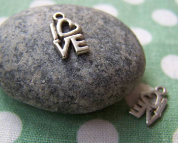 Accessories - Silver Love Charms Tibetan Silver English Word  7x14mm Set Of 20 Pcs A1357