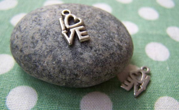 Accessories - Silver Love Charms Tibetan Silver English Word  7x14mm Set Of 20 Pcs A1357