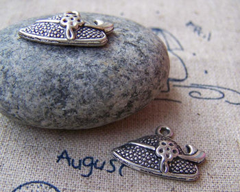 Accessories - Silver Summer Hat Bowtie Hat Charms Pendants 14x20mm Set Of 10 Pcs