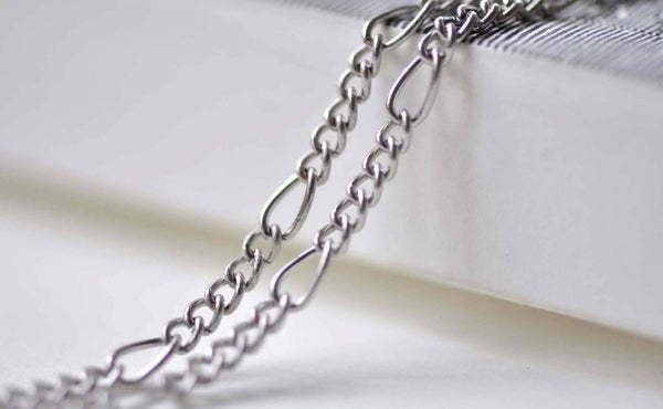 Accessories - Silvery Gray Steel Figaro Chain Link 3.6x8mm Set Of 16ft (5m) A7859