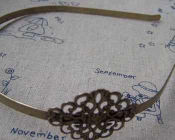 Accessories - Small Flower Headband Antique Bronze Filigree Hair Band 30x37mm Set Of 1 A2471