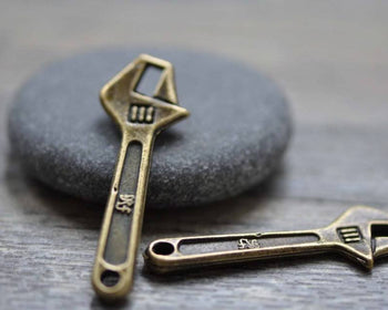 Accessories - Spanner Wrench Tool Charms Antique Bronze Pendants 13x39mm Set Of 20 Pcs A7825