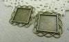Accessories - Square Pendant Tray Antique Bronze Base Setting Bezel Match 20mm Cameo Set Of 10 Pcs A5921