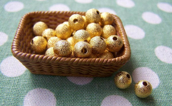 Accessories - Star Dust Beads Gold Color Shiny Sand Stardust Round Beads  6mm Set Of 20 Pcs A3866