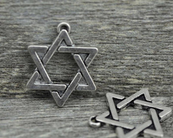 Accessories - Star Of David Charms Antique Silver Six Point Star Hexagram Pendants 18x21mm Set Of 50 Pcs  A7671