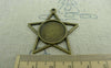 Accessories - Star Shaped Round Base Settings Antique Bronze Pendant Tray Blanks Match 18mm Cabochon Set Of 10 Pcs A5866