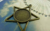 Accessories - Star Shaped Round Base Settings Antique Bronze Pendant Tray Blanks Match 18mm Cabochon Set Of 10 Pcs A5866