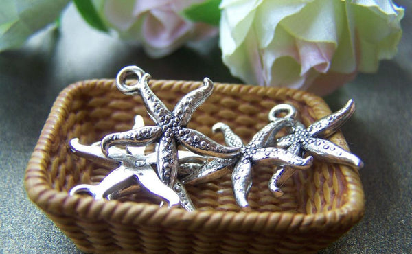 Accessories - Starfish Charms Antique Silver Pendants 16x20mm Set Of 20 Pcs A1754