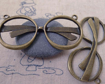 Accessories - Sunglasses Connector Pendants Antique Bronze Large Eyeglasses  25x59mm Set Of 6 Pcs A7389