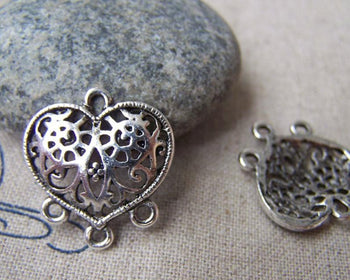 Accessories - Swirly Heart Charms Chandelier Earring Drops Antique Silver Pendant 19x20mm Set Of 10 Pcs A909