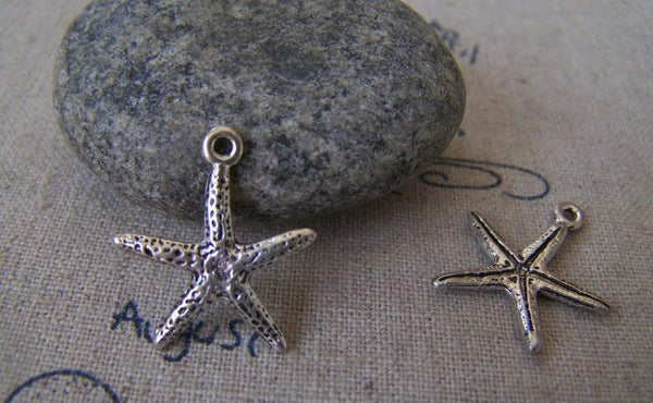 Accessories - Textured Starfish Charms Antique Silver Finish 16x17mm Set Of 20 Pcs A3998