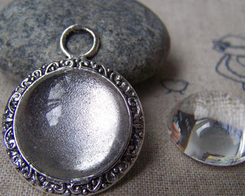 Accessories - Thick Glass Cabochon Crystal Clear Dome Round Cameo 20mm Set Of 10 Pcs A3637