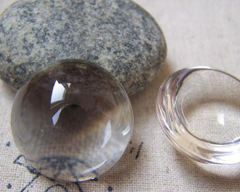 Accessories - THICK Glass Cabochon Crystal Clear Domed Round Cameo 25mm (1") A5788