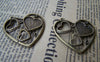 Accessories - Three Heart Pendants Antique Bronze Filigree Bezel Charms  37x38mm Set Of 5 A1517