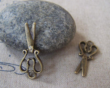 Accessories - Tiny Scissors Charms Antique Bronze Lovely Pendants 12x24mm Set Of 10 Pcs A1716