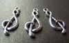 Accessories - Treble Clef Charms Antique Silver Music Note 10x26mm Set Of 10 Pcs A1646